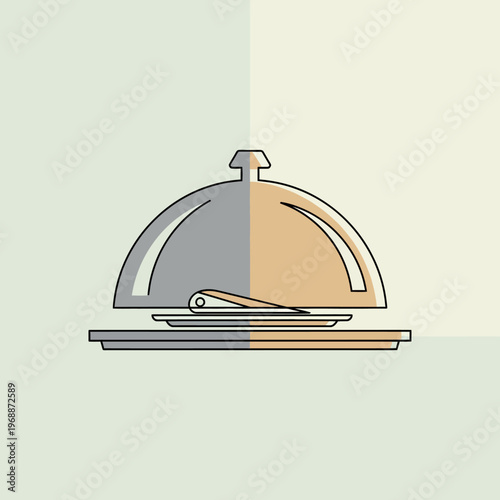 Cloche on plate with utensils.