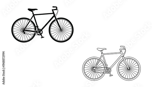 Sketch of a classic bicycle a minimalist illustration of two wheeled transportation and recreation