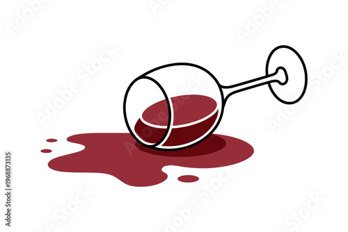 A cartoon illustration of a wine glass spilled on a white background
