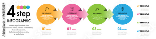 Circle chart infographic template 4 step, option, parts for timeline, business strategy, presentation, start up project, theory basic operation, analysis. Venn diagram vector