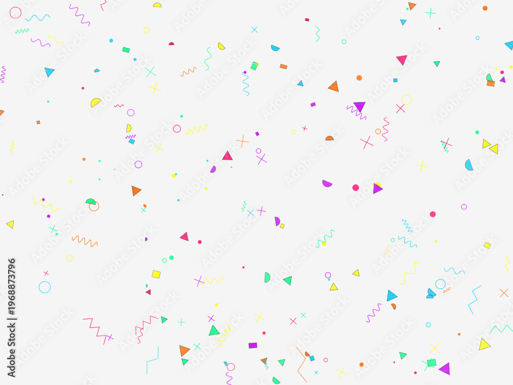 Fototapeta premium Playful Memphis Style Scattered Confetti Modern Design Pattern