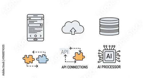 Technology icons for computing and data.