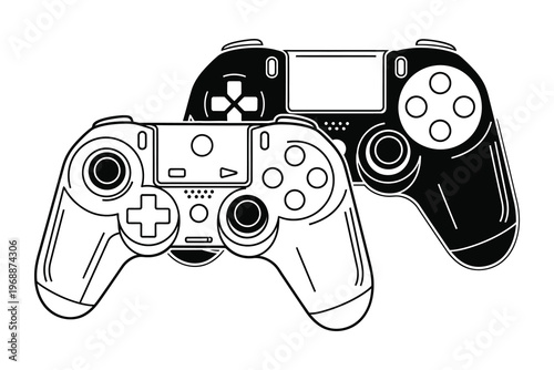 Dualshock 4 wireless controller illustration a black and white gaming peripheral design