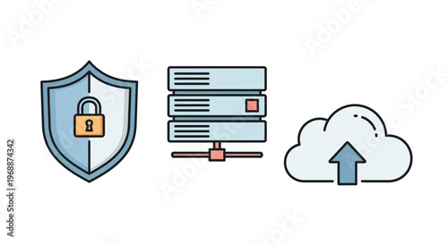 Cloud Data Security Protection Icon.