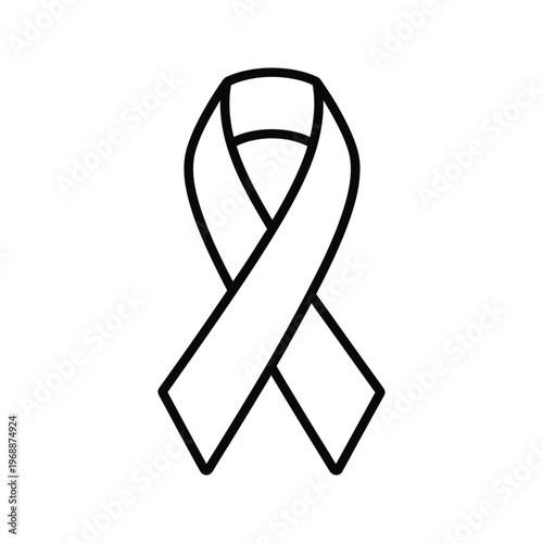 Minimalist line drawing of a ribbon, symbolizing awareness and support for causes.