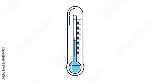 Thermometer icon, temperature gauge, weather symbol, blue illustration, climate control