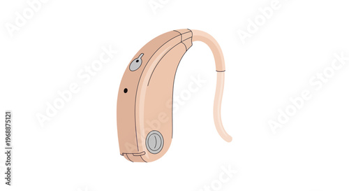 Hearing aid, behind the ear, beige, vector, hearing aid device, audio equipment