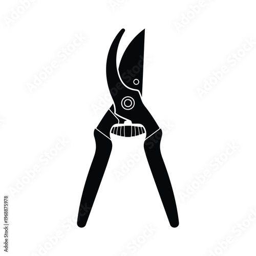 A black illustration of pruning shears shows the gardening tool.