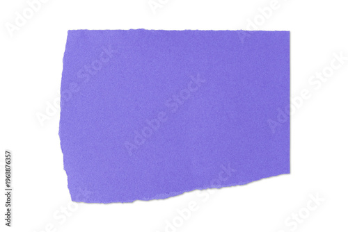 Ripped piece of purple paper isolated over white background