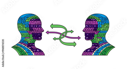 Two Heads Facing Each Other Communication.