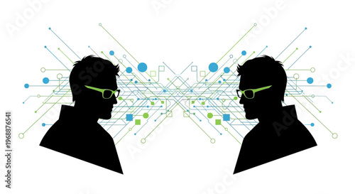 Two men with futuristic eye glasses.