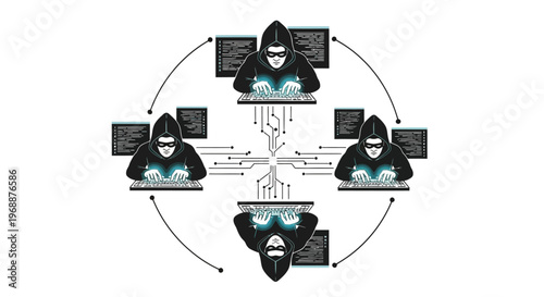 Four Hackers in Black Hoodies.