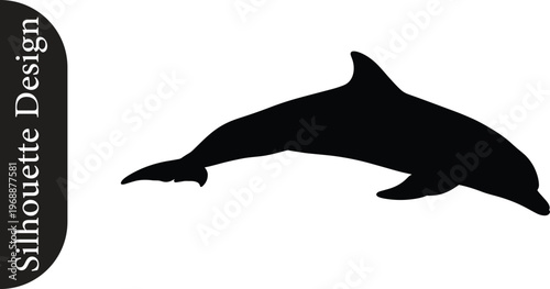 A dolphin swims in the ocean with silhouette design