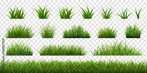 Big Grass Borders Set Isolated