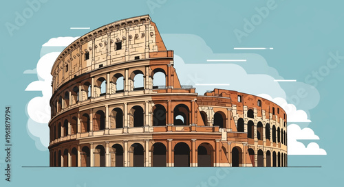 Colosseum Rome Italy ancient architecture landmark illustration