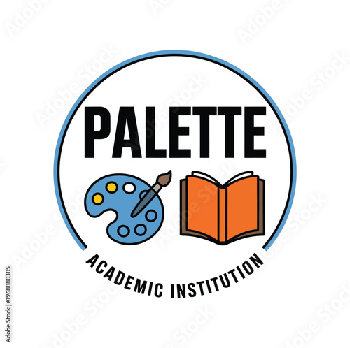 A logo for an academic institution called Palette featuring a paint palette and book