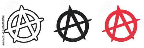 anarchy symbol graffiti icon set, vector collection of street art and rebellious symbols isolated on white background