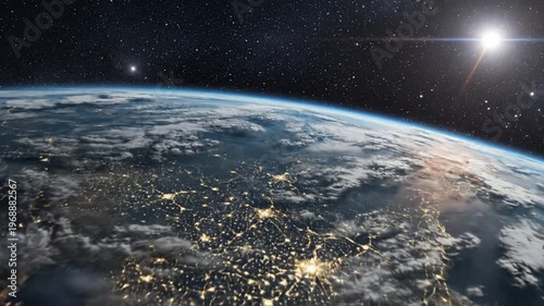 Earth from space showing North American city lights at night
