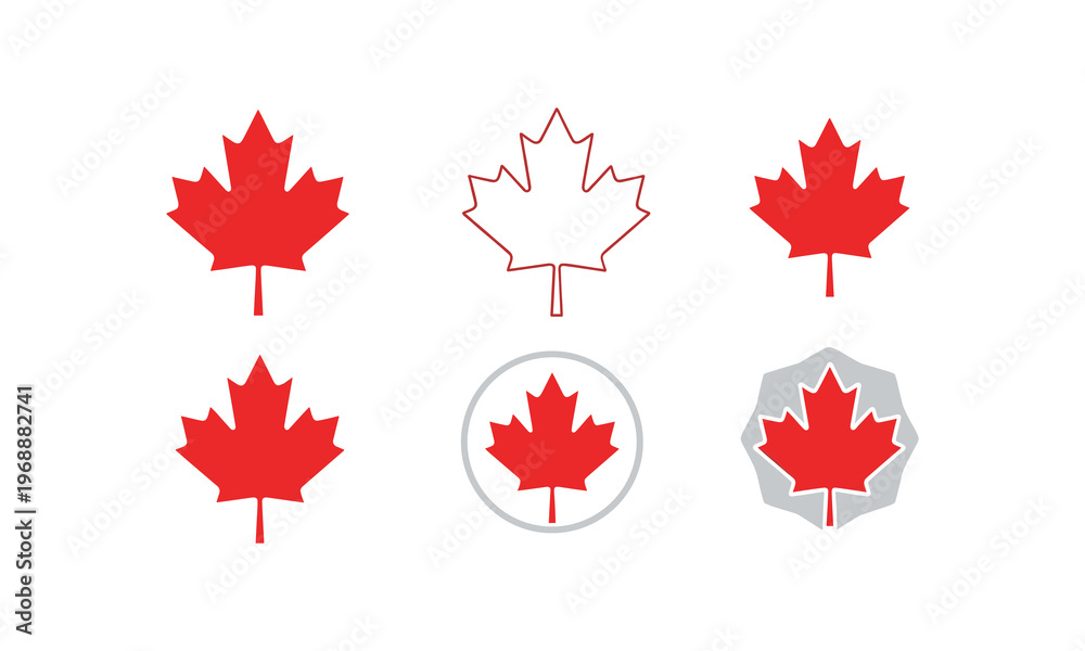 Fototapeta premium Variations of the canadian maple leaf symbol in different designs and formats