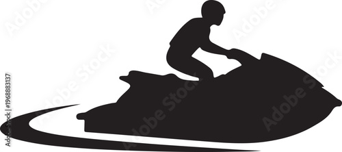 Jet ski icon in silhouette on white background.