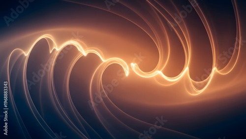 Curved Light Silhouettes Forming Through Amber Mist and Blue Shadows Representing Emotion