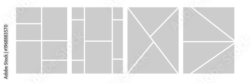 Set of comic 4 frame photo collage layout