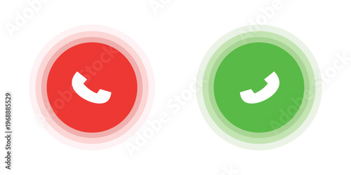Answer and decline phone call buttons. Phone call. Telephone sign. Accept call and decline phone icons. vector