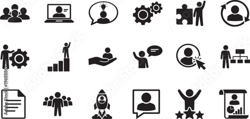Set of business audit icons for finance, analysis, accounting, review, and management concepts.