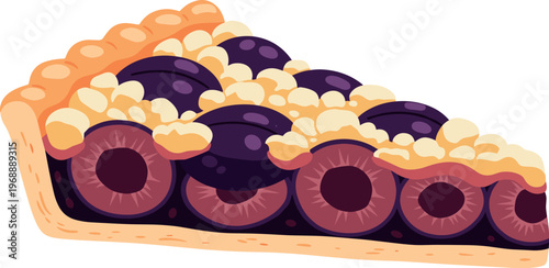 A vibrant illustration of a slice of kiwi tart with a golden crust