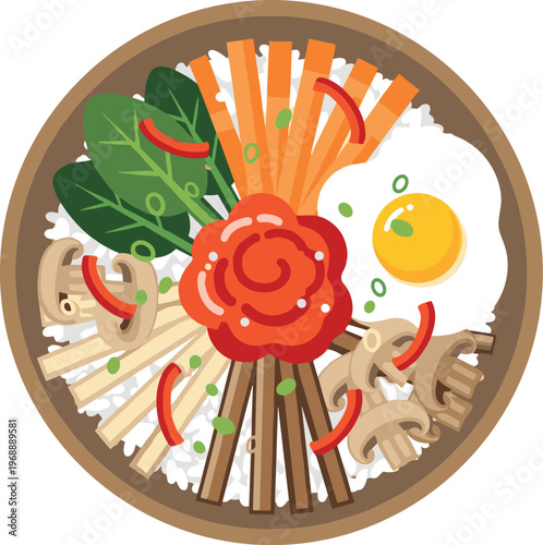 A vibrant and colorful illustration of a nutritious meal in a bowl