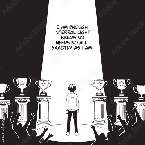 Empowerment, motivational quote, vector illustration, self-acceptance, cartoon style