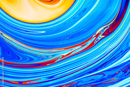 Close up on a soap bubble with random abstract forms and colors for background