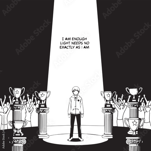 Inspirational motivational quote, self-acceptance vector illustration, empowerment concept, affirmation poster