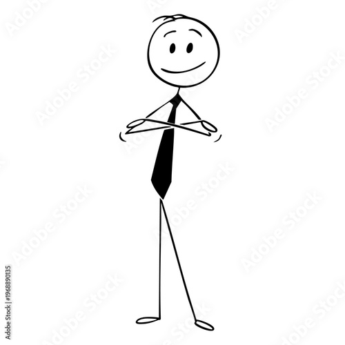 A cartoon character celebrating success with a smile and raised arms