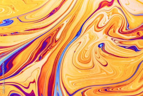 Real closeup photograph of a soap bubble surface movements as a scientific experiment showing light refraction with colorful shapes and forms