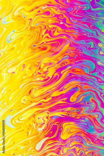 Close up on a soap bubble with random abstract forms and colors for background