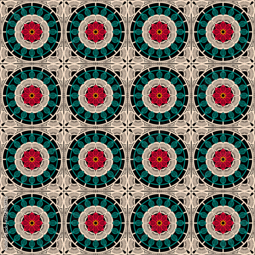 Pattern with crochet granny square wallpaper handmade decorative art design print