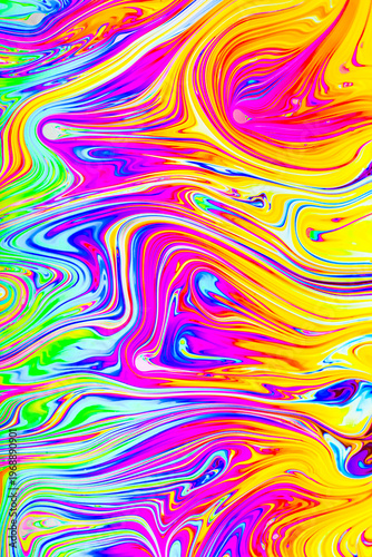 Close up on a soap bubble with random abstract forms and colors for background