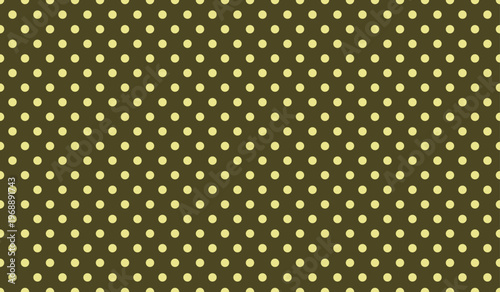 Seamless yellow polka dot pattern on dark olive background