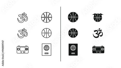 Contrast examples of symbols and icons in positive and negative forms