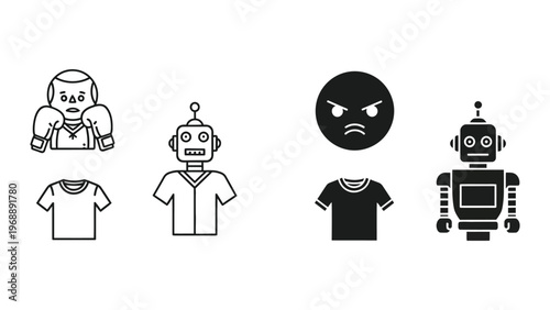 Four stylized characters in a boxing and emotional representation theme