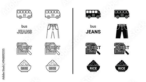 Visual comparison of similar items with slight variations in design and content