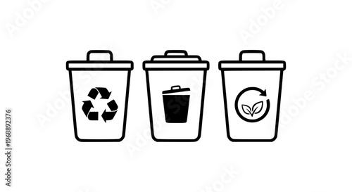 Bins separating trash black white icon