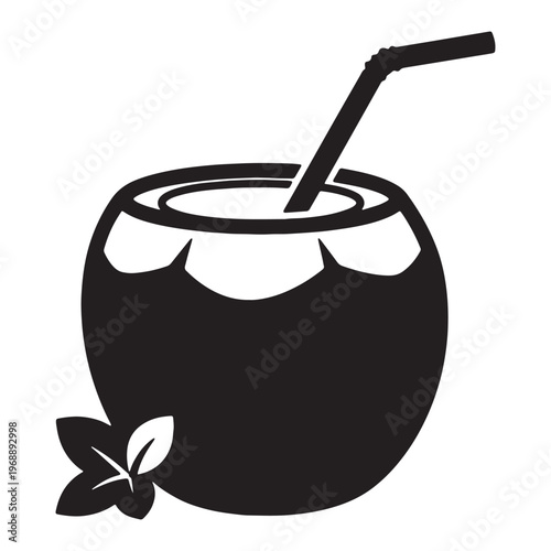 Coconut Drink Icon Minimal Vector for Tropical Beverage Design Use
