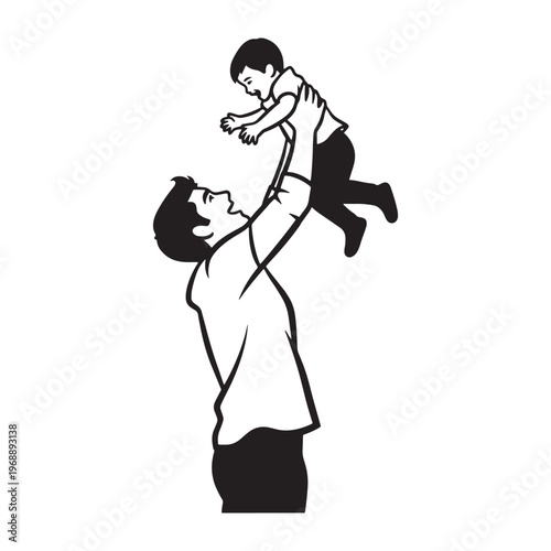 Father Lifting Child Icon Vector for Fathers Day Love Concept Use