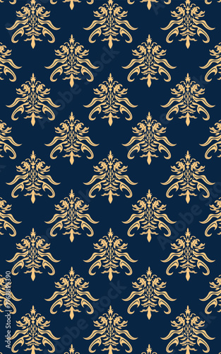 damask pattern design elegant baroque ornament background interior wallpaper