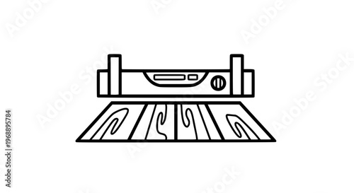 Leveling wooden floor black white icon