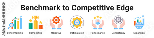 Benchmark To Competitive Edge web banner icon vector illustration.