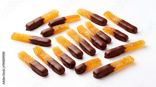 Strips of candied orange peel with chocolate