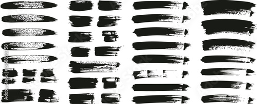 Black Brush Strokes Vector Illustration, Abstract Grunge Texture on White Background, Paint Smear and Ink Splatter Elements, Artistic Creative Design for Posters, Banners, Branding Graphics